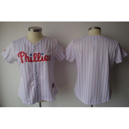 Phillies Blank White With Red Strip Women's Fashion Stitched MLB Jersey