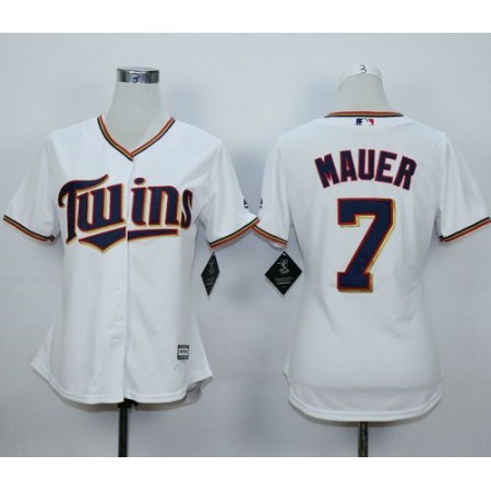 Twins #7 Joe Mauer White Home Women's Stitched MLB Jersey