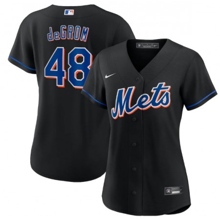 Women's New York Mets #48 Jacob deGrom 2022 Black Cool Base Stitched MLB Jersey(Run Small)
