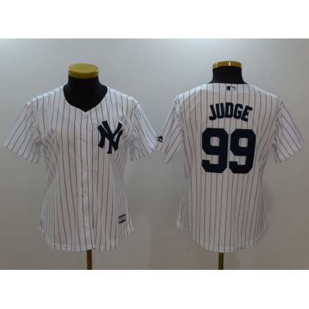 Women's New York Yankees #99 Aaron Judge White Cool Base Stitched MLB Jersey(Run Small)