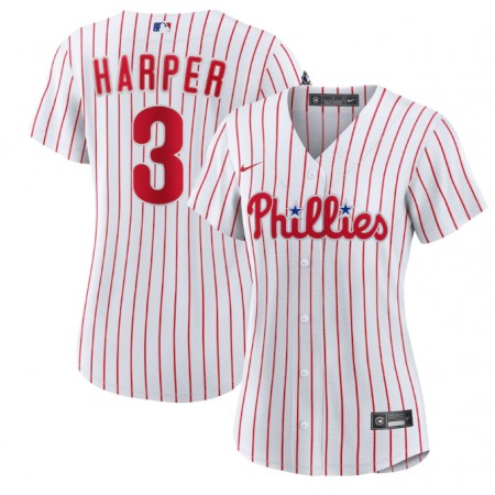 Women's Philadelphia Phillies #3 Bryce Harper White Stitched Baseball Jersey(Run Small)