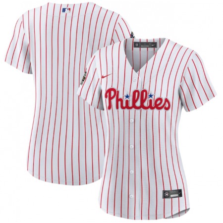 Women's Philadelphia Phillies Blank White 2022 World Series Flex Base Stitched Baseball Jersey(Run Small)