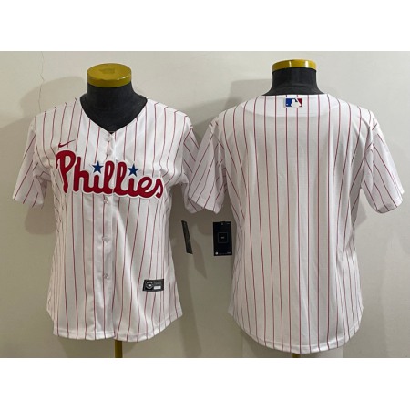 Women's Philadelphia Phillies Blank White Stitched Baseball Jersey(Run Small)