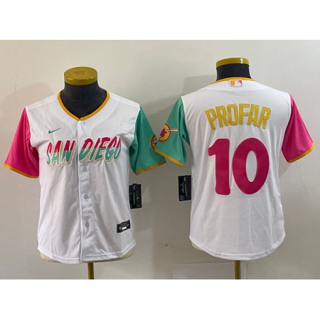Women's San Diego Padres #10 Jurickson Profar White City Connect Stitched Baseball Jersey(Run Small)