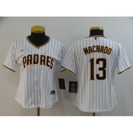 Women's San Diego Padres #13 Manny Machado White Cool Base Stitched MLB Jersey(Run Small)