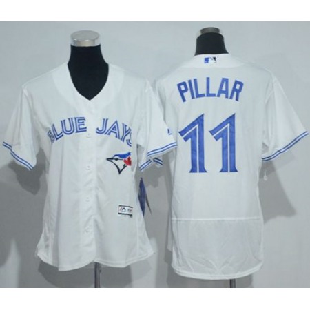 Blue Jays #11 Kevin Pillar White Flexbase Authentic Women's Stitched MLB Jersey