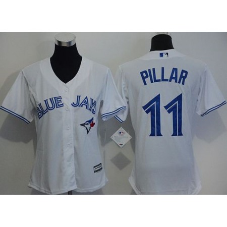 Blue Jays #11 Kevin Pillar White Women's Home Stitched MLB Jersey