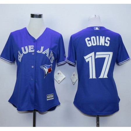Blue Jays #17 Ryan Goins Blue Alternate Women's Stitched MLB Jersey