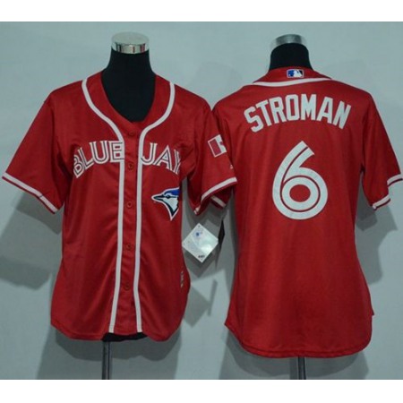Blue Jays #6 Marcus Stroman Red Canada Day Women's Stitched MLB Jersey