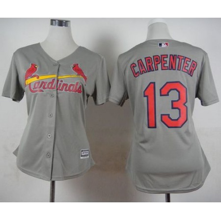 Cardinals #13 Matt Carpenter Grey Road Women's Stitched MLB Jersey