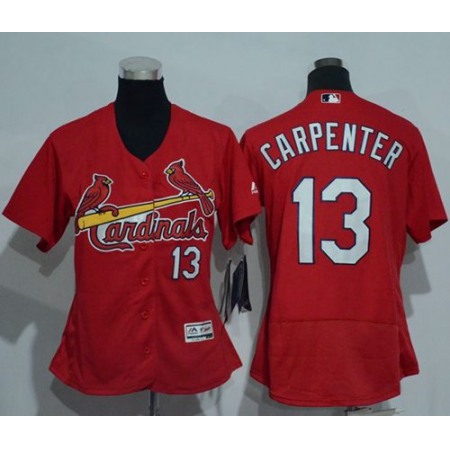 Cardinals #13 Matt Carpenter Red Flexbase Authentic Women's Stitched MLB Jersey