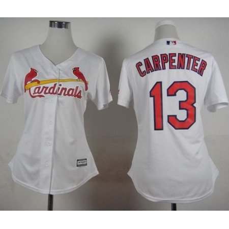 Cardinals #13 Matt Carpenter White Home Women's Stitched MLB Jersey