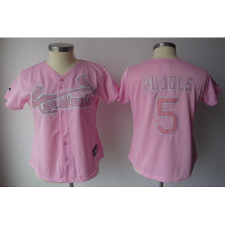 Cardinals #5 Albert Pujols Pink Women's Fashion Stitched MLB Jersey