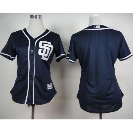 Padres Blank Navy Blue Alternate 1 Women's Stitched MLB Jersey