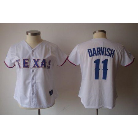 Rangers #11 Yu Darvish White Women's Fashion Stitched MLB Jersey
