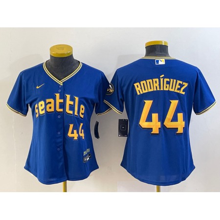 Women's Seattle Mariners #44 Julio Rodriguez Royal 2023 City Connect With Patch Stitched Baseball Jersey(Run Small)