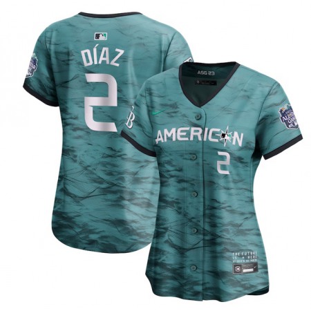 Women's Tampa Bay Rays #2 Yandy Diaz Teal 2023 All-star Stitched Baseball Jersey(Run Small)
