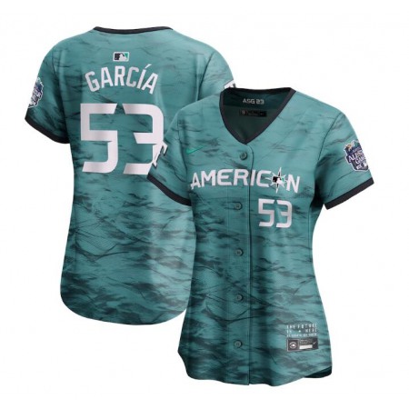 Women's Texas Rangers #53 Adolis Garcia Teal 2023 All-star Stitched Baseball Jersey(Run Small)