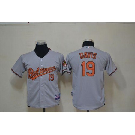 Orioles #19 Chris Davis Grey Cool Base Stitched Youth MLB Jersey