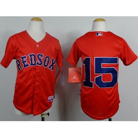 Red Sox #15 Dustin Pedroia Red Cool Base Stitched Youth MLB Jersey