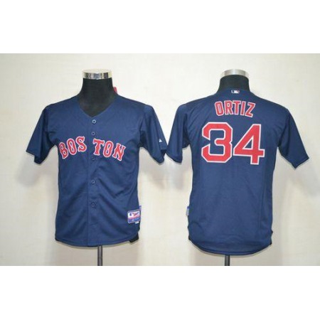 Red Sox #34 David Ortiz Dark Blue Cool Base Stitched Youth MLB Jersey