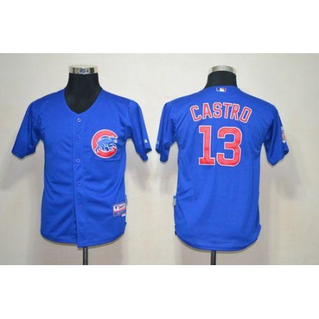 Cubs #13 Starlin Castro Blue Cool Base Stitched Youth MLB Jersey