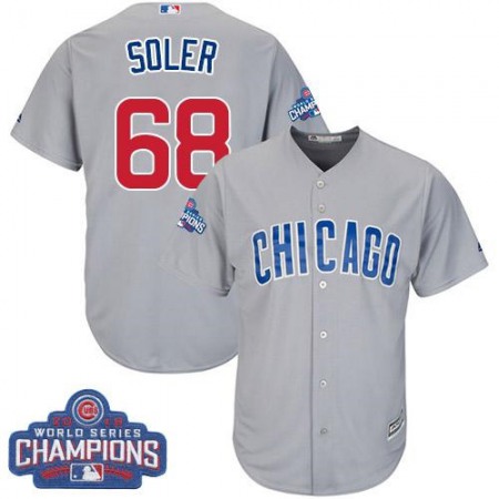 Cubs #68 Jorge Soler Grey Road 2016 World Series Champions Stitched Youth MLB Jersey