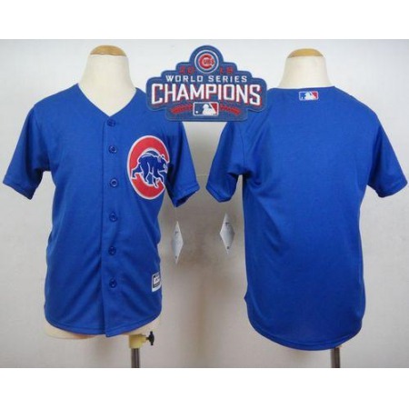Cubs Blank Blue Alternate 2016 World Series Champions Stitched Youth MLB Jersey