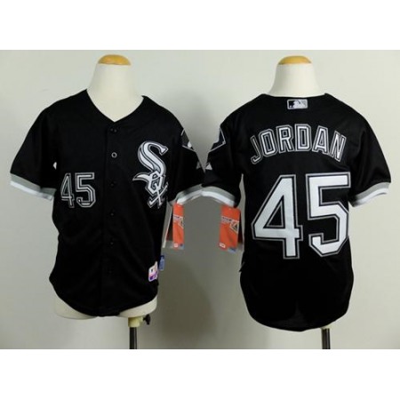 White Sox #45 Michael Jordan Black Cool Base Stitched Youth MLB Jersey