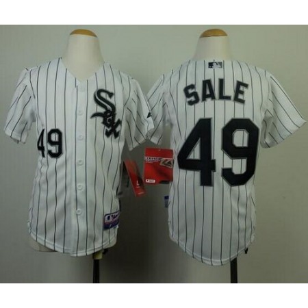 White Sox #49 Chris Sale White(Black Strip) Cool Base Stitched Youth MLB Jersey