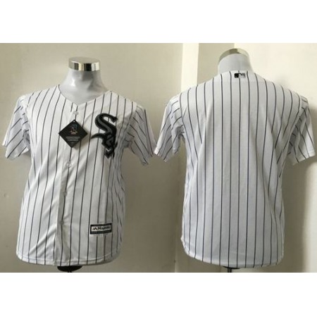 White Sox Blank White(Black Strip) Cool Base Stitched Youth MLB Jersey
