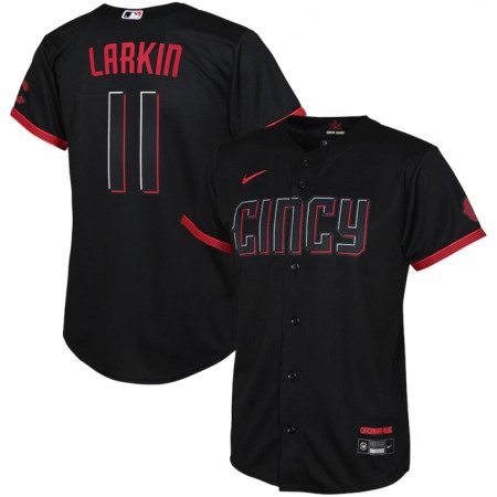 Youth Cincinnati Reds #11 Barry Larkin Black 2023 City Connect Stitched Baseball Jersey