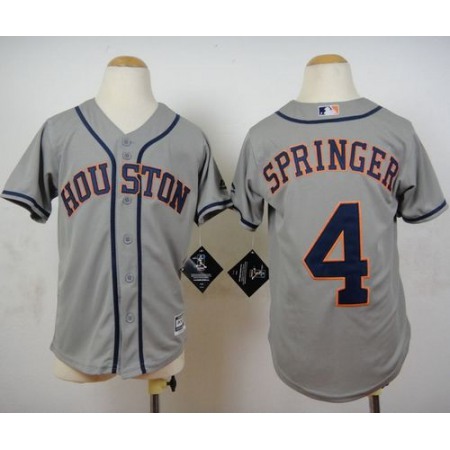Astros #4 George Springer Grey Cool Base Stitched Youth MLB Jersey