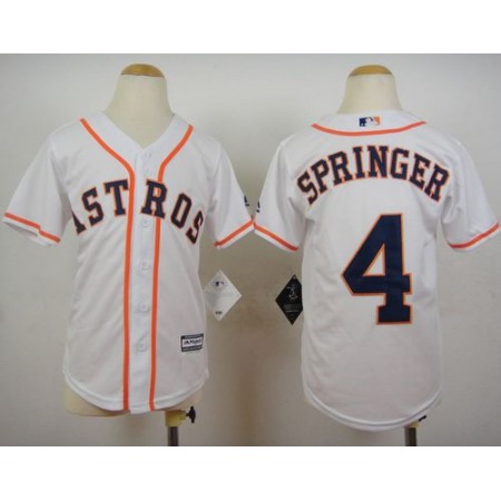 Astros #4 George Springer White Cool Base Stitched Youth MLB Jersey