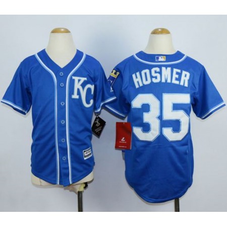 Royals #35 Eric Hosmer Blue Alternate 2 Cool Base Stitched Youth MLB Jersey