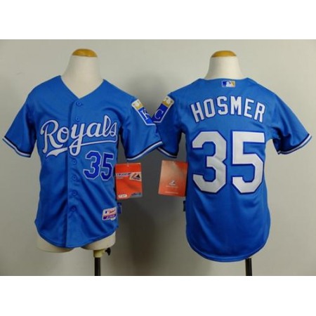 Royals #35 Eric Hosmer Blue Cool Base Alternate 1 Stitched Youth MLB Jersey