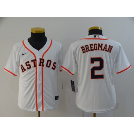 Youth Houston Astros #2 Alex Bregman White Cool Base Stitched MLB Jersey