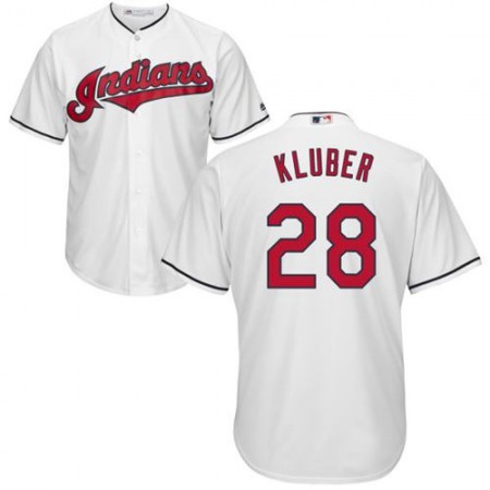 indians #28 Corey Kluber White Home Stitched Youth MLB Jersey