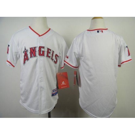Angels Blank White Cool Base Stitched Youth MLB Jersey