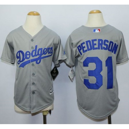 Dodgers #31 Joc Pederson Grey Cool Base Stitched Youth MLB Jersey