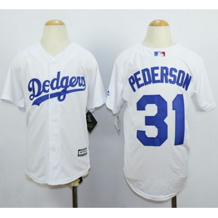 Dodgers #31 Joc Pederson White Cool Base Stitched Youth MLB Jersey