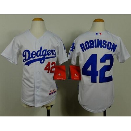Dodgers #42 Jackie Robinson White Cool Base Stitched Youth MLB Jersey