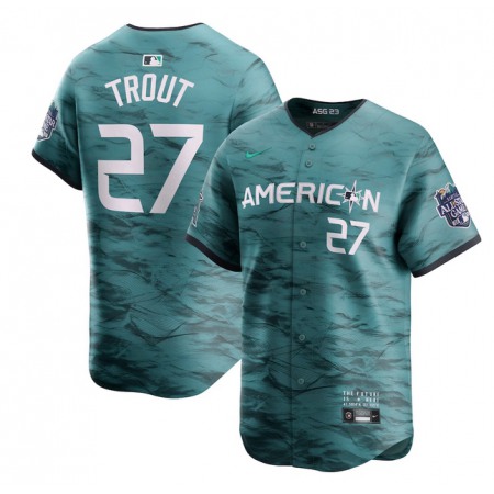 Youth Los Angeles Angels #27 Mike Trout Teal 2023 All-star Cool Base Stitched Jersey