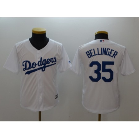 Youth Los Angeles Dodgers #35 Cody Bellinger White Cool Base Stitched MLB Jersey