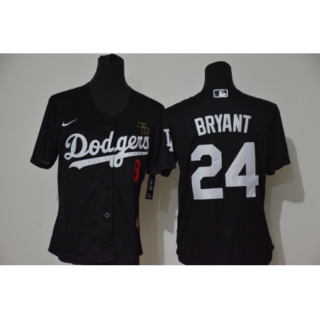 Youth Los Angeles Dodgers Front #8 Back #24 Kobe Bryant Black With KB Patch Cool Base Stitched MLB Jersey