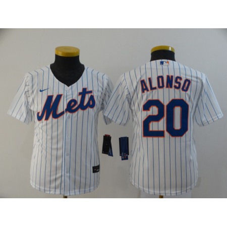 Youth New York Mets #20 Pete Alonso White Cool Base Stitched MLB Jersey