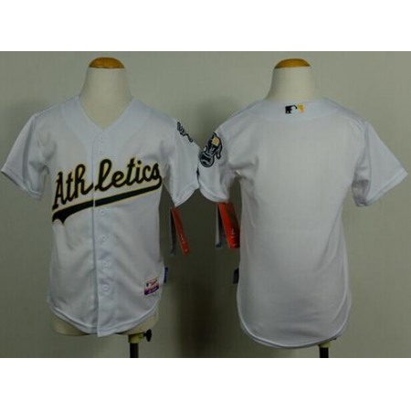 Athletics Blank White Cool Base Stitched Youth MLB Jersey