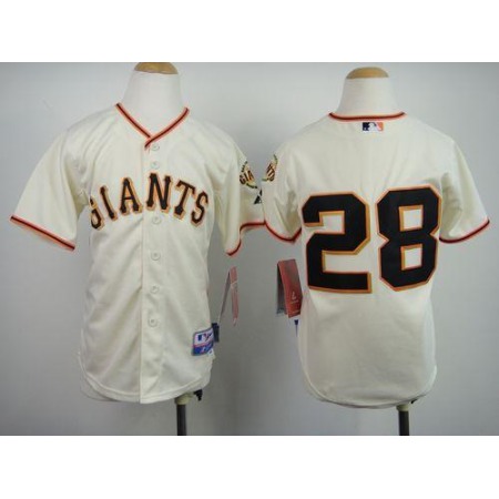 Giants #28 Buster Posey Cream Stitched Youth MLB Jersey