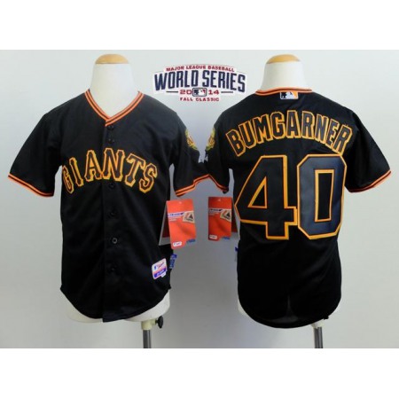 Giants #40 Madison Bumgarner Black Cool Base W/2014 World Series Patch Stitched Youth MLB Jersey