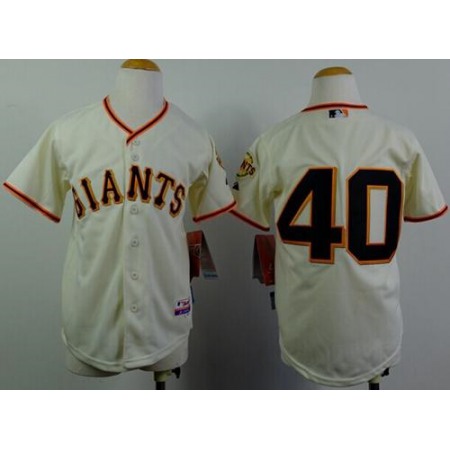 Giants #40 Madison Bumgarner Cream Stitched Youth MLB Jersey
